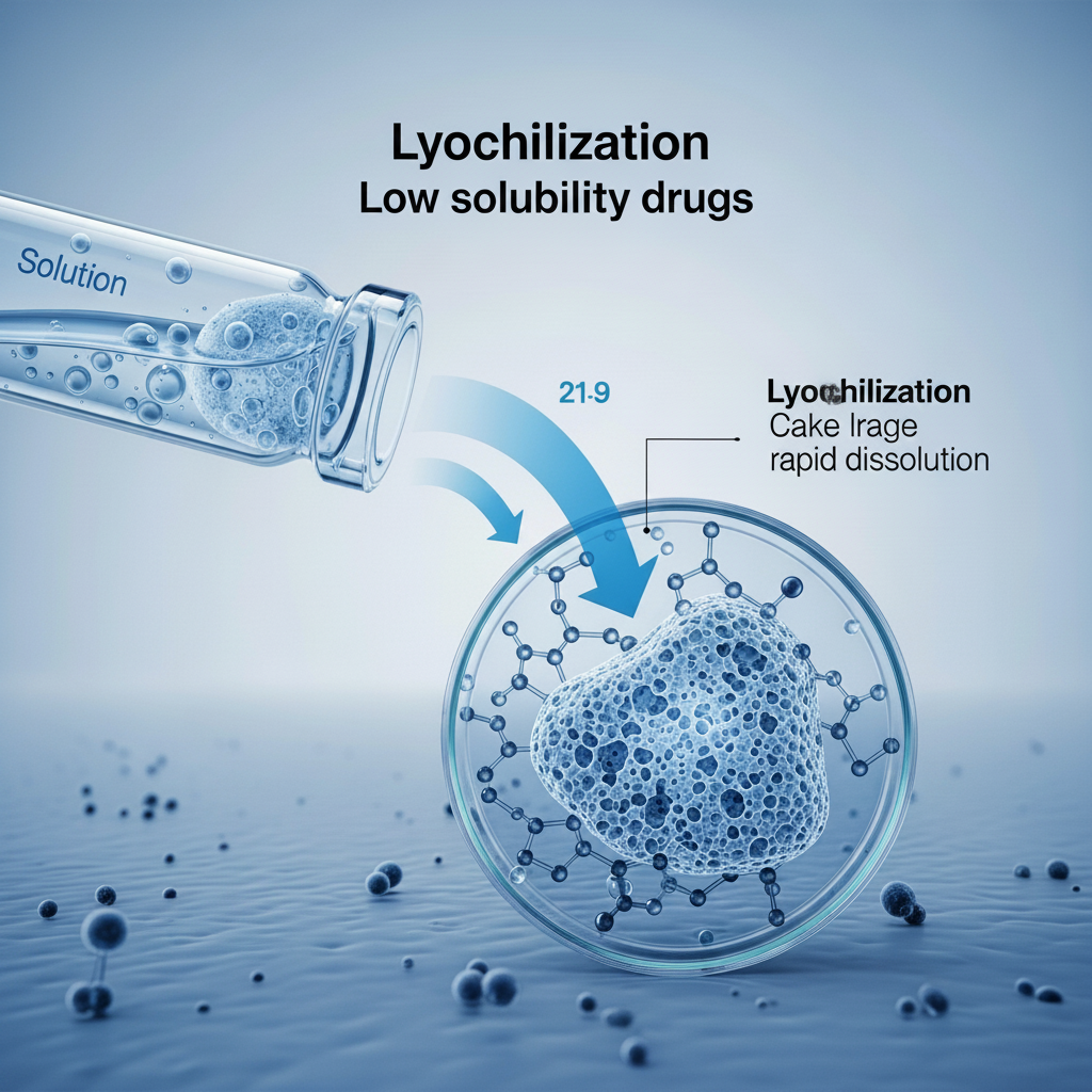 Dondurarak kurutulmuş ilacın çözünürlük artırıcı etkisi. çözünürlük artırma teknikleri, özellikle liyofilizasyon, ilaçların biyoyararlanımını ve etki hızını önemli ölçüde iyileştirir.